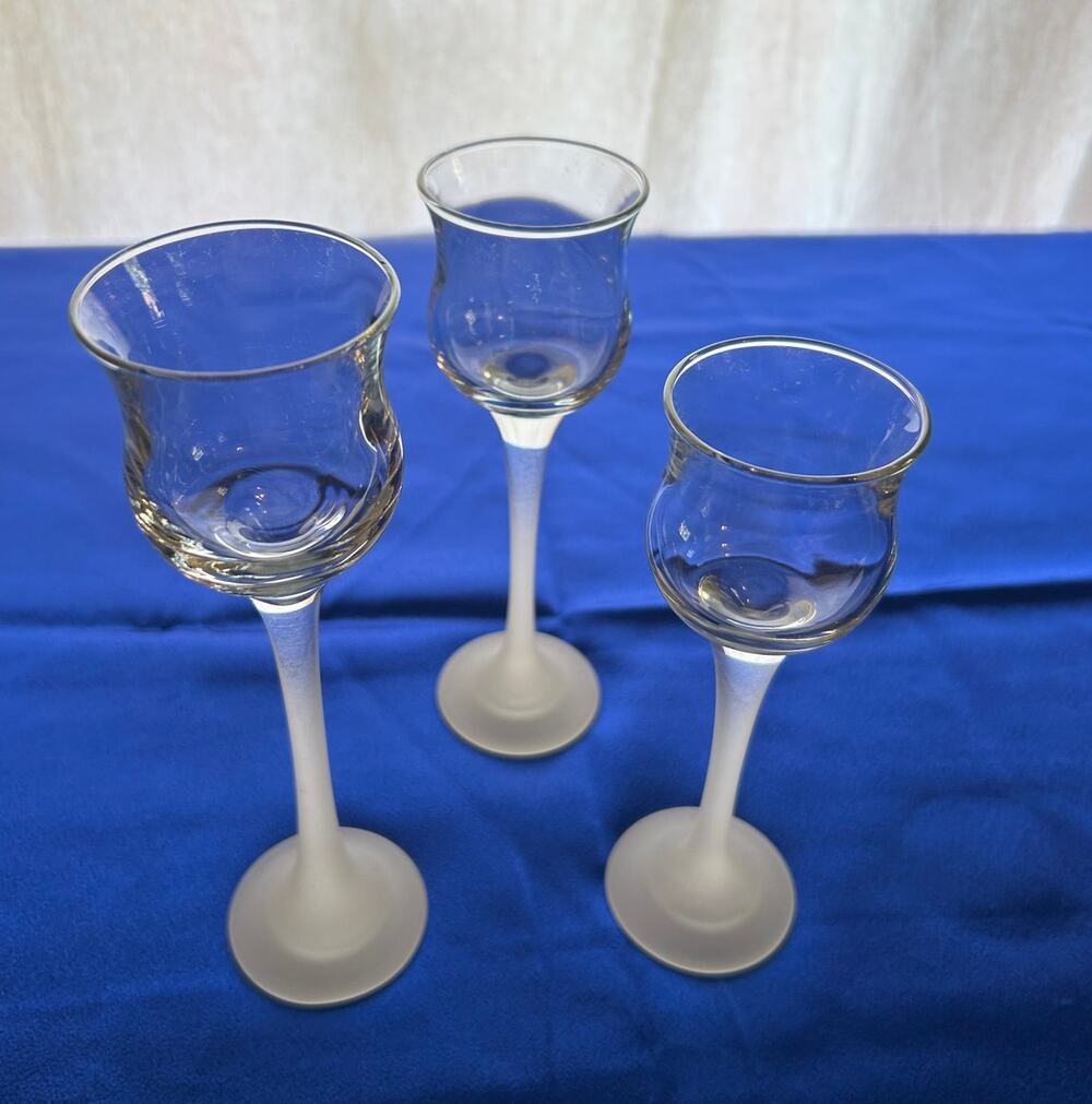 VTG Partylite frosted stem crystal candle trio P9248